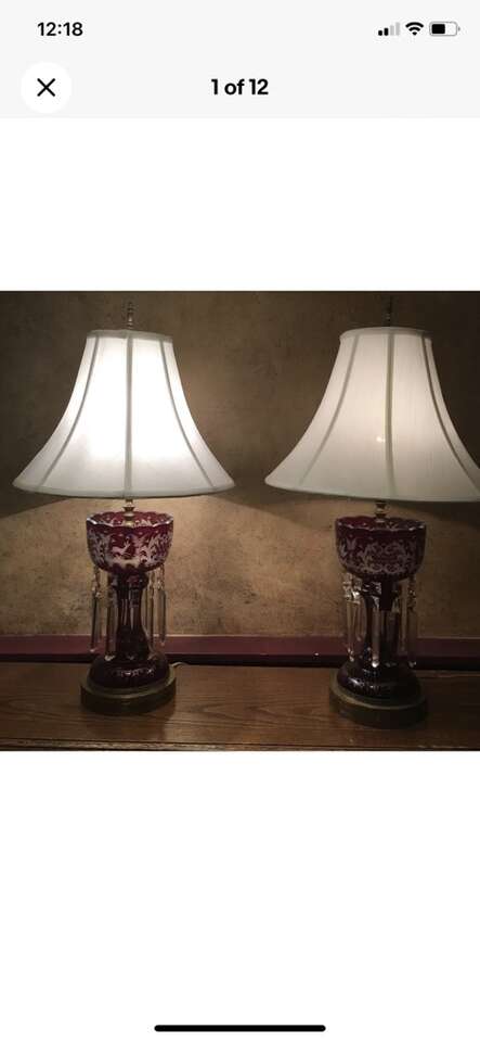 Antique Bohemian Chrystal Cranberry Ruby Lamps