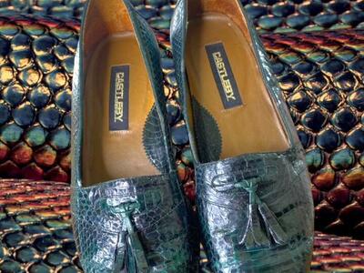 Mens genuine snake Dark Green Shoes 9.5