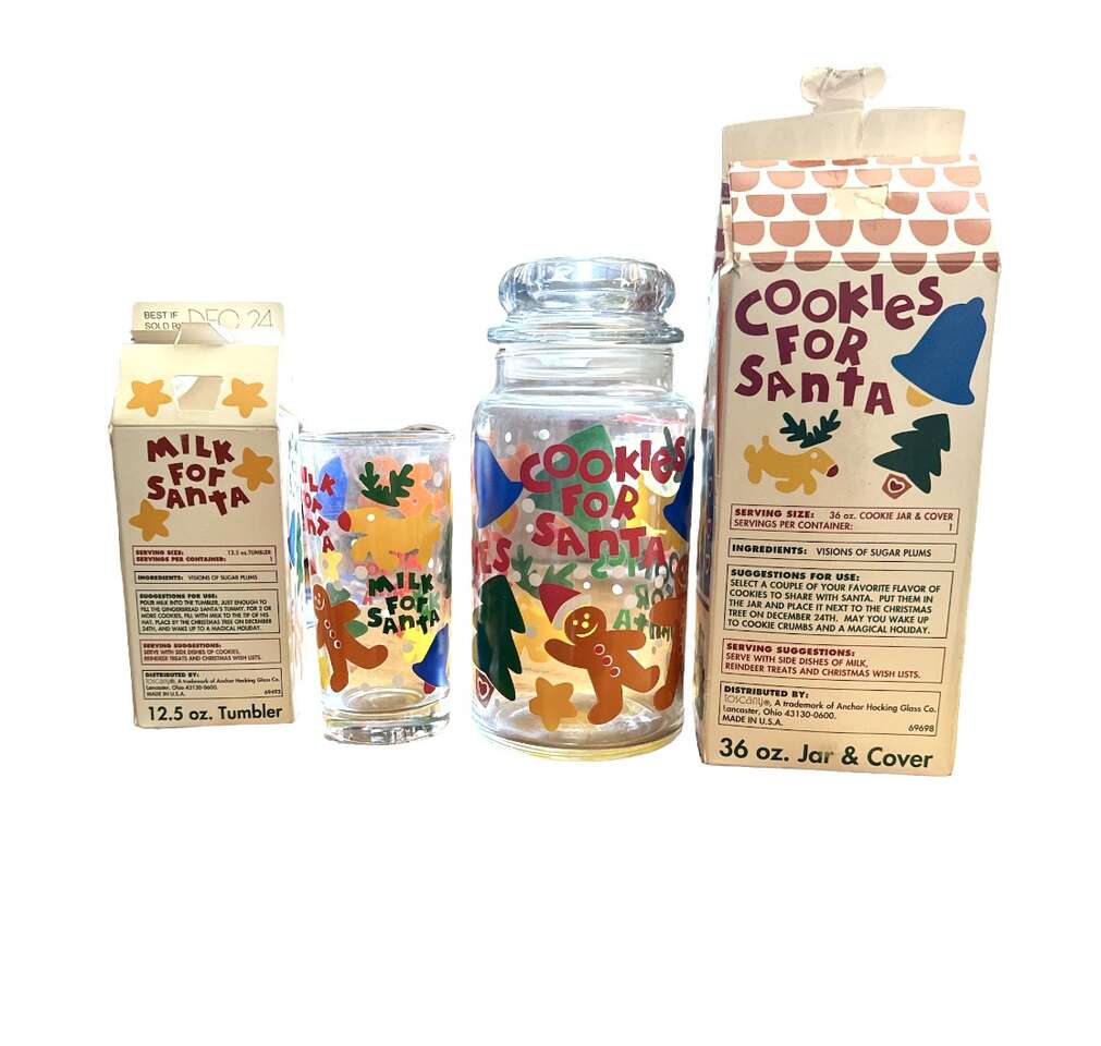 Vintage X-mas Glass & jar For santa