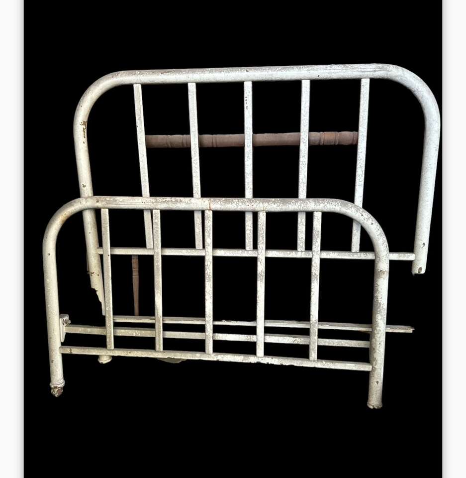 Antique Full Size Beds One White One Steel