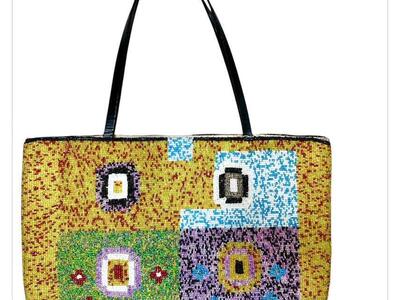 Vintage Beaded Tote, Colorful Hand Bag Purst