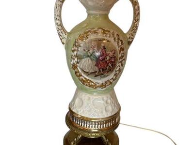 FRACONARD. Lamp Porcelain, Victorian