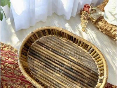 Bamboo Oblong BAMBOO Tray BOho Basket