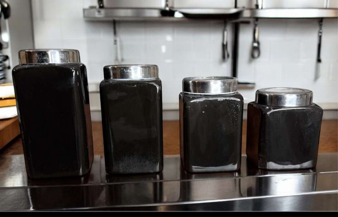 kitchen Canisters Set Of 4 Black & Silver