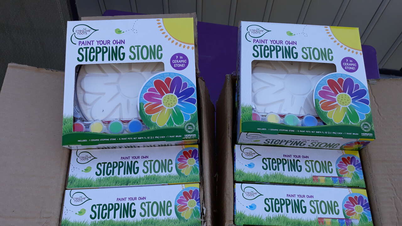New Two Boxes Of Paint Your Own Stepping Stone (Flower)