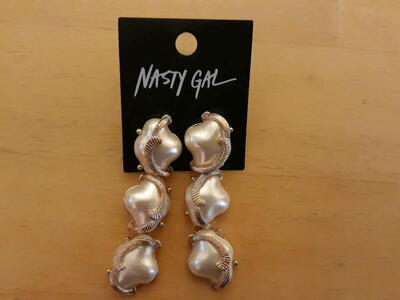 Nasty Gal Gold and Pearl Earrings-New