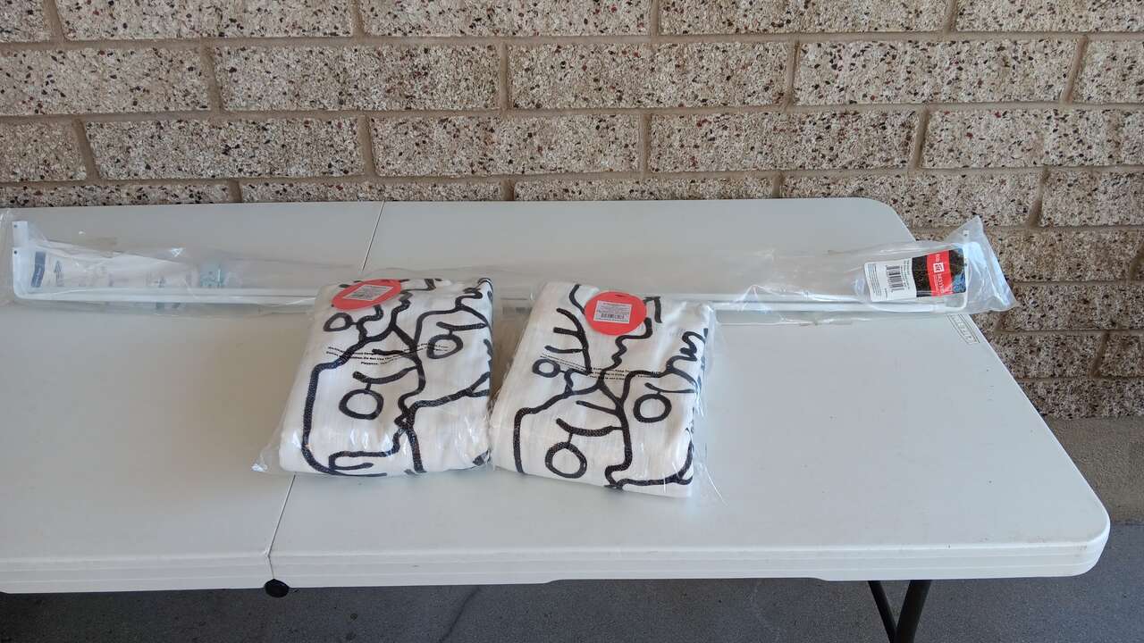 All New- 2 Sets of Curtains and a White Rod $25 for all