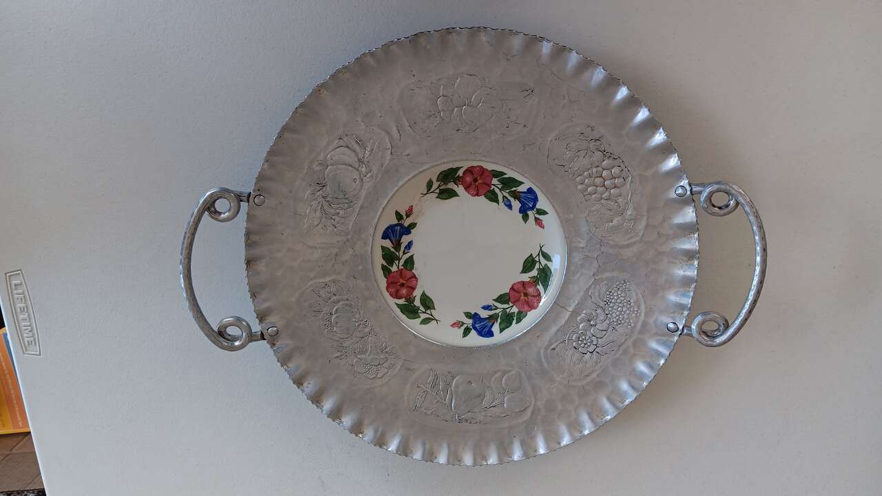 Wrought Aluminum Tray with Porcelain Shenandoah Plate