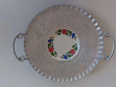 Wrought Aluminum Tray with Porcelain Shenandoah Plate