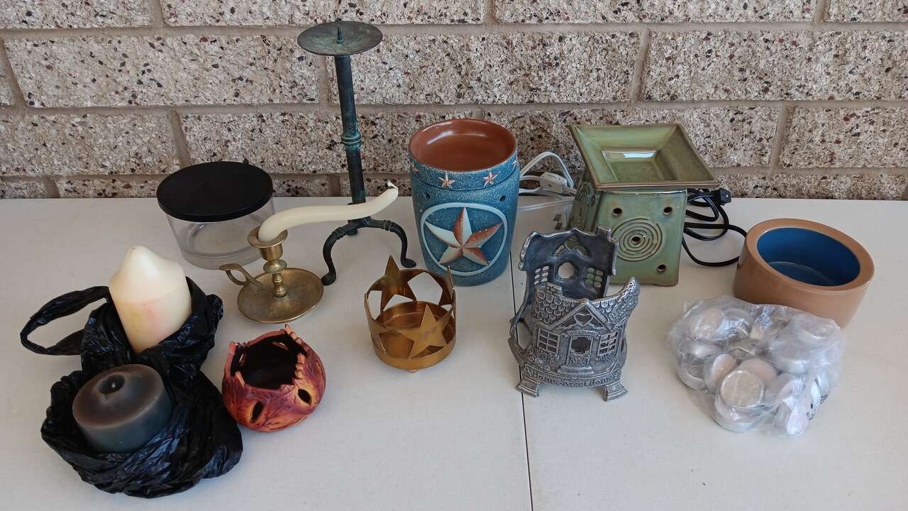 9 Candle Warmers and Holders with extra candles