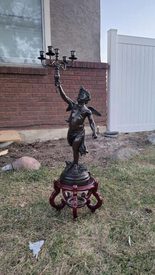 Two Vintage Italian Bronze Angels statues