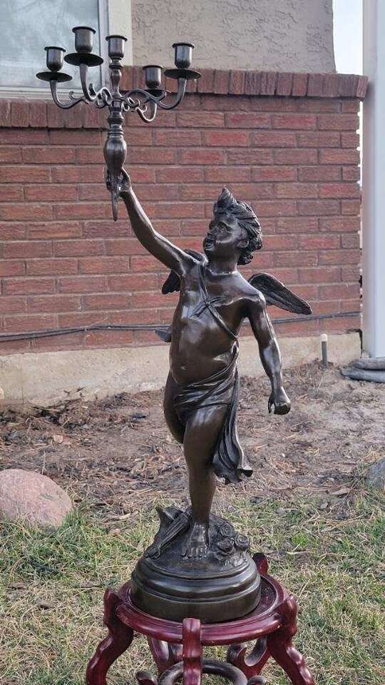 Two Italian Bronze Vintage Angels Statues