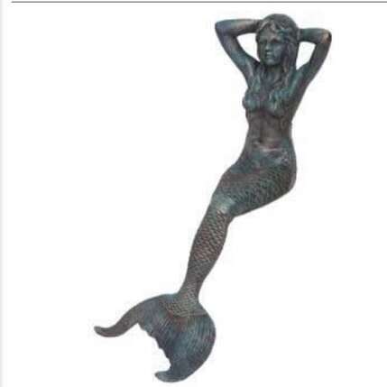 ANTIQUE BRASS MERMAND STATUE