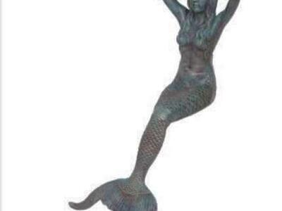 ANTIQUE BRASS MERMAND STATUE