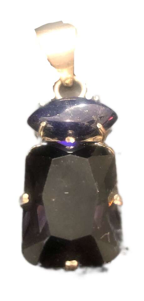 LAPIS/SMOKY QUARTZ STERLING SILVER PENDANT