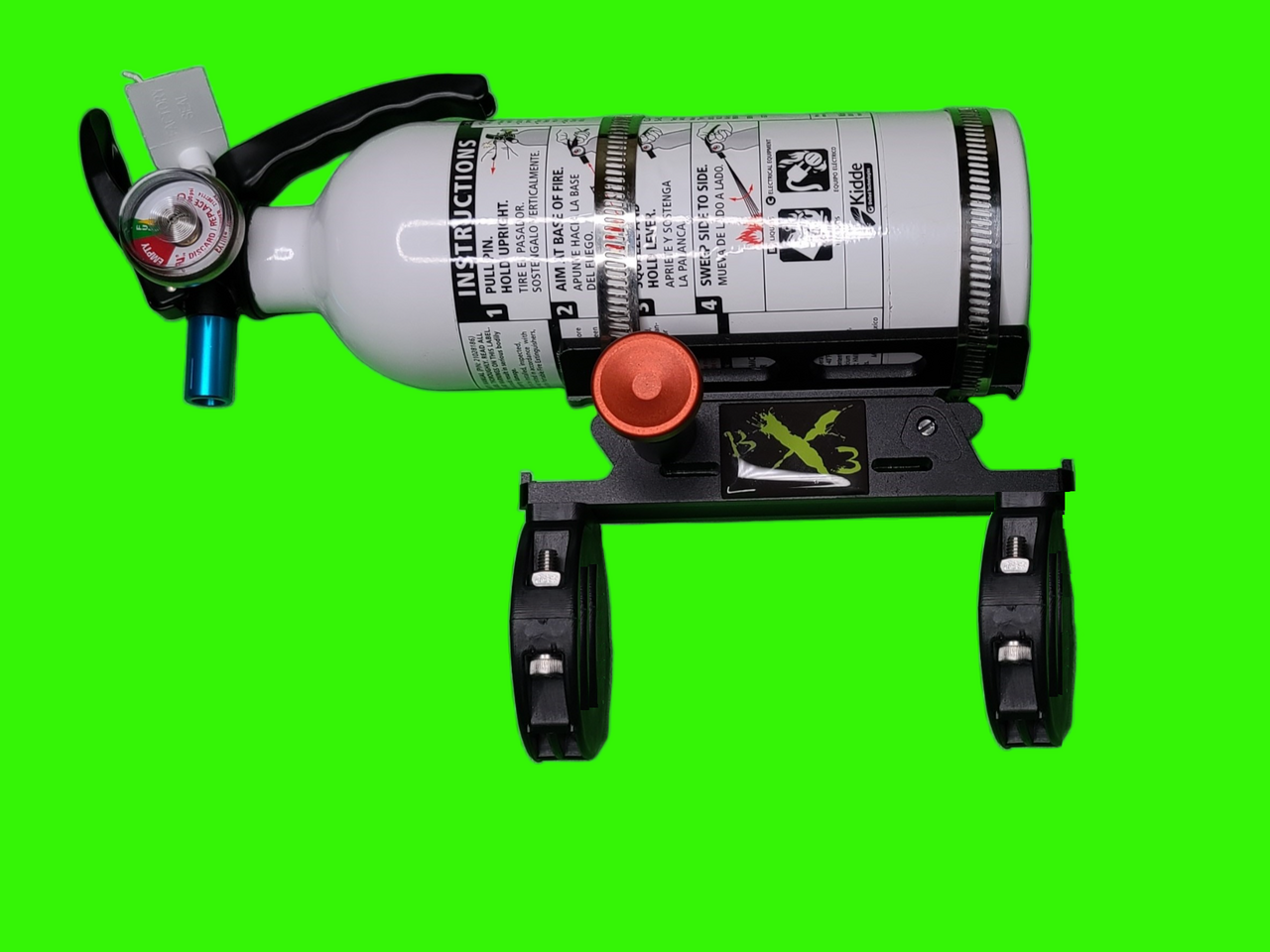 Quick release fire extinguisher bracket & bottle