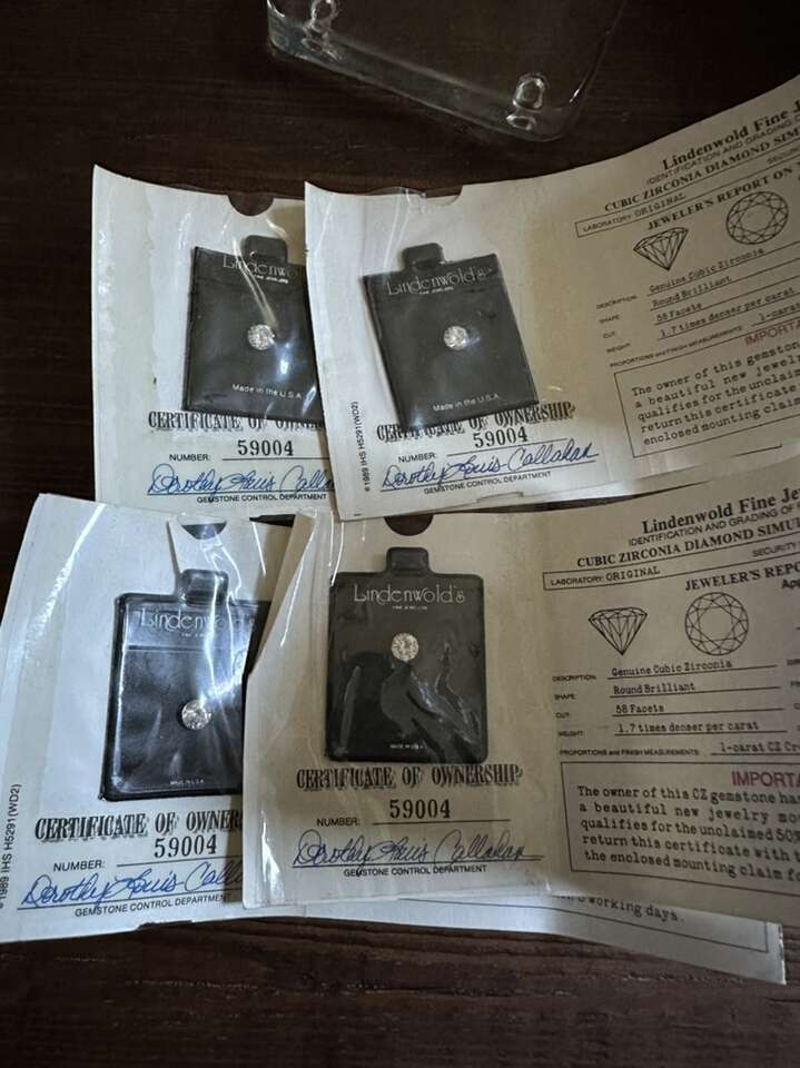 Four 1 Carat Cubic Zirconia Round Cut