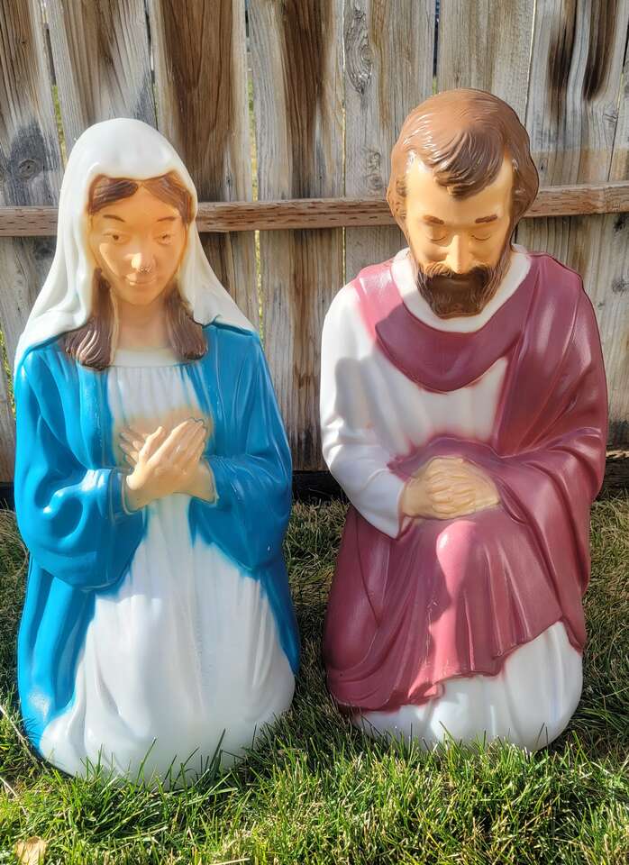 Christmas Vintage Mary and Joseph blow mold set