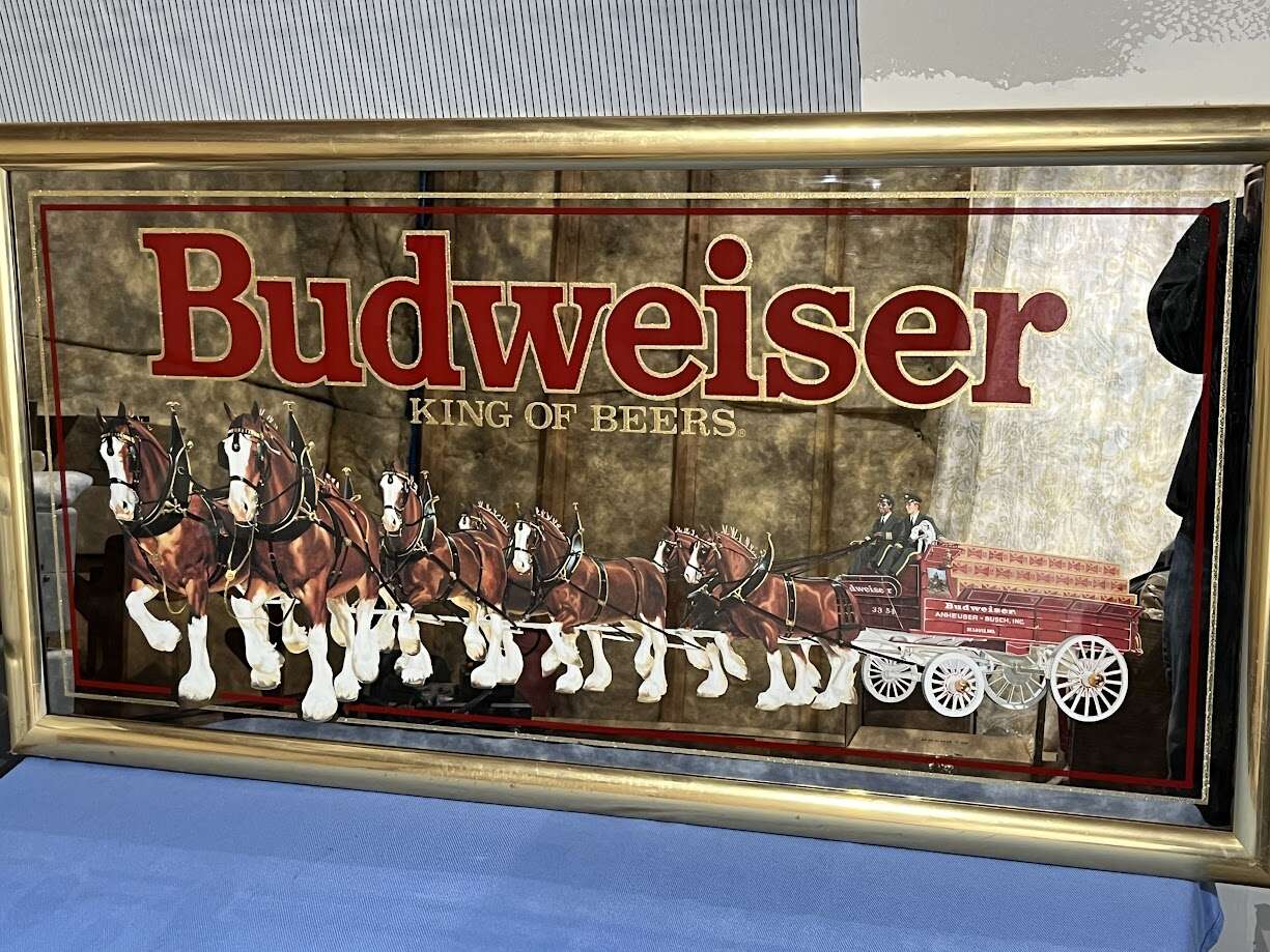 BUDWEISER King of Beers Bar Mirror, Clydesdale Horses