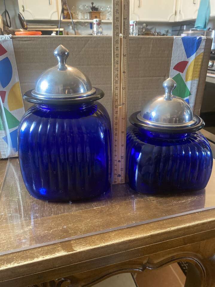 Artland Cobalt Glass Canister’s Metal Lids