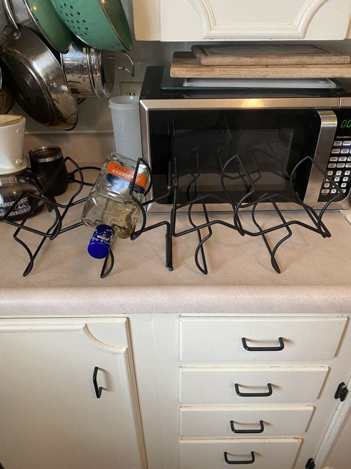 Two Black Metal Wine Liquor Holders