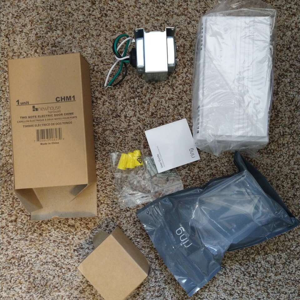 Ring doorbell transformer and wired chime.