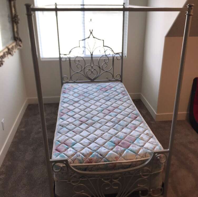 Twin bed frame, sturdy, with mattress… Furniture