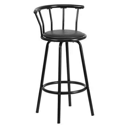 Crown Back Black Metal Barstool