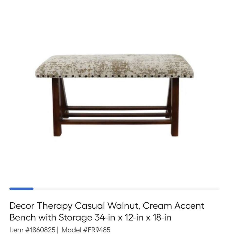 NEW Decor Therapy Casual Walnut.Cream Accent Bench