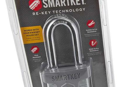 Kwikset 2-Inch Long-Shackle SmartKey Padlock, lock