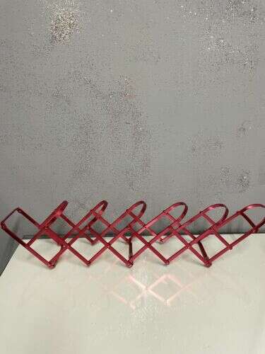 Pink Vintage Wine Rack Collapsible Foldable Hold 6 bottles Metal