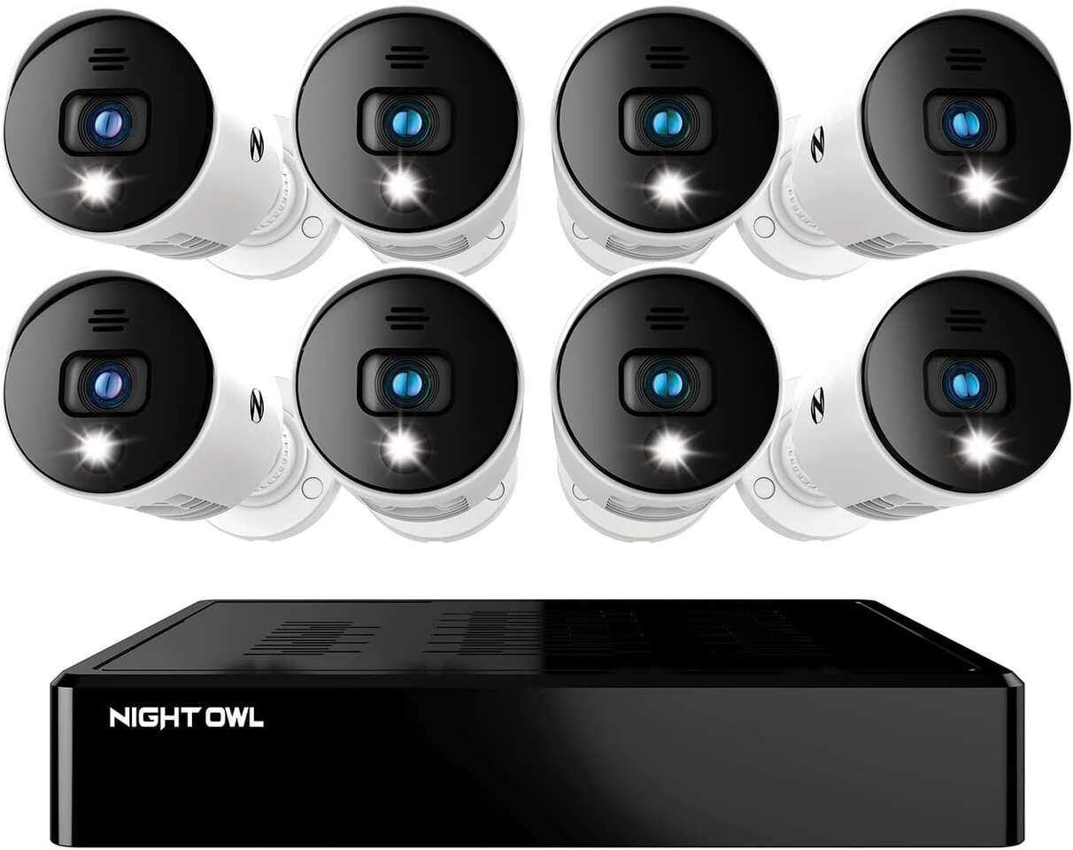 Night Owl 8 Channel Bluetooth Video Home Security Camera System with (8) Wired 1080p HD Indoor/Outdoor Spotlight Cameras