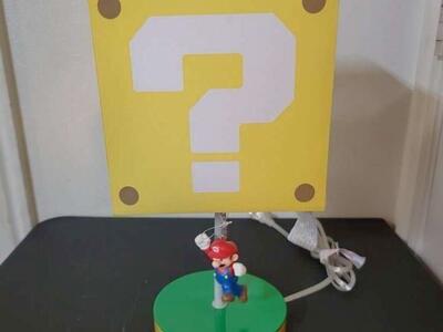 14" Jumping Super Mario Bros Question Block Desk L