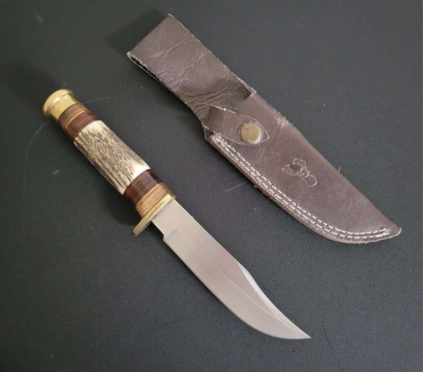 VINTAGE KNIFE Stainless Pakistan W/ LEATHER CASE