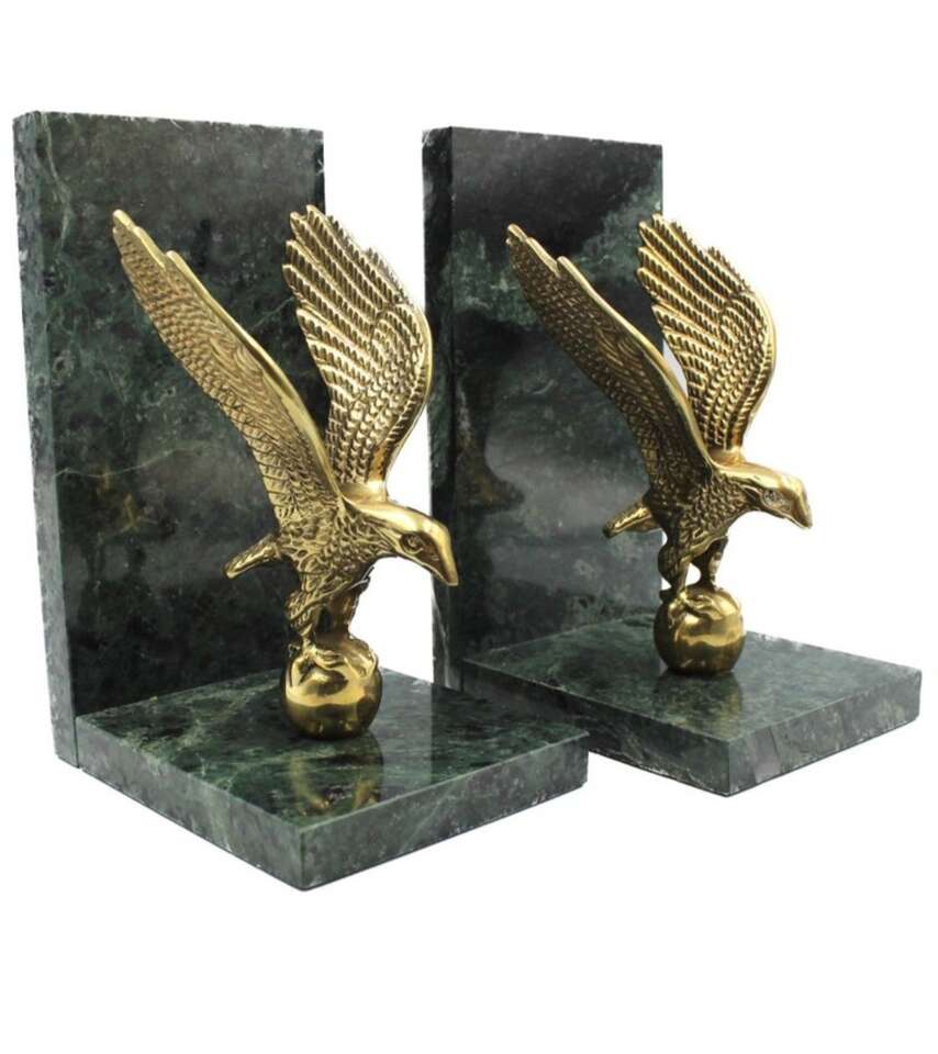 Vintage Brass and Grey / Black Marble Eagle Booken