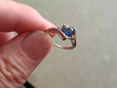Herat 10K Solid White Gold Ring With Blue Sapphire