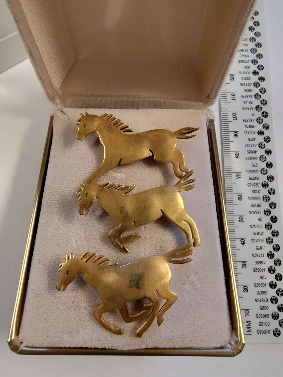 Gold and Silver Handcrafted Horse Brooches