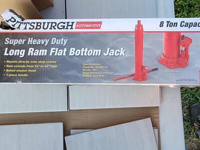 Pittsburgh 8 ton Long Ram Flat Bottom Jack