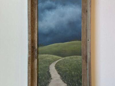 Framed Original Oil Painting Of Stormy Skies