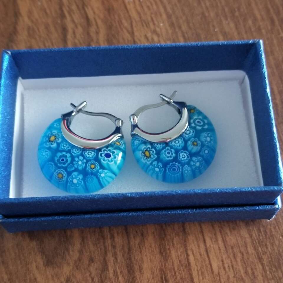 Earrings  Blue Murano Glass