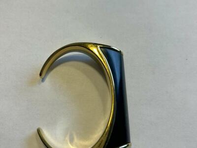 J.Crew Slope Gold Tone Black Onyx Cuff Bracelet