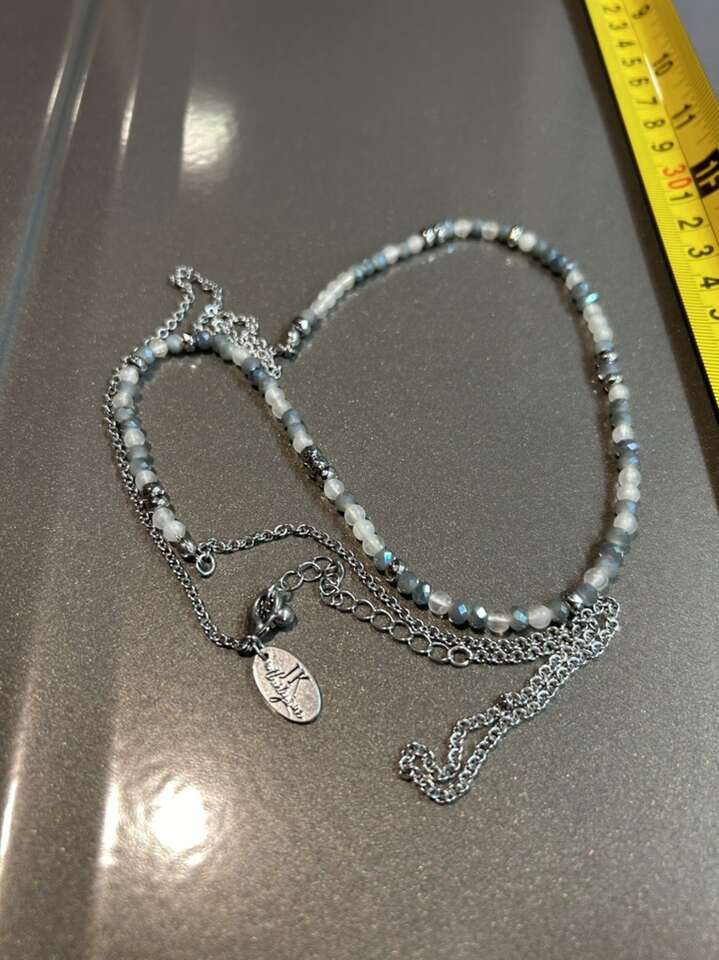 JK by Thirty-One Beaded Long 35” Silver Necklace