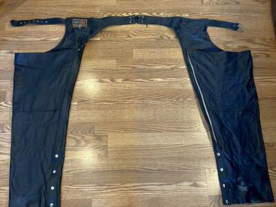 Black Leather Motorcycle Chaps 5XL Like New