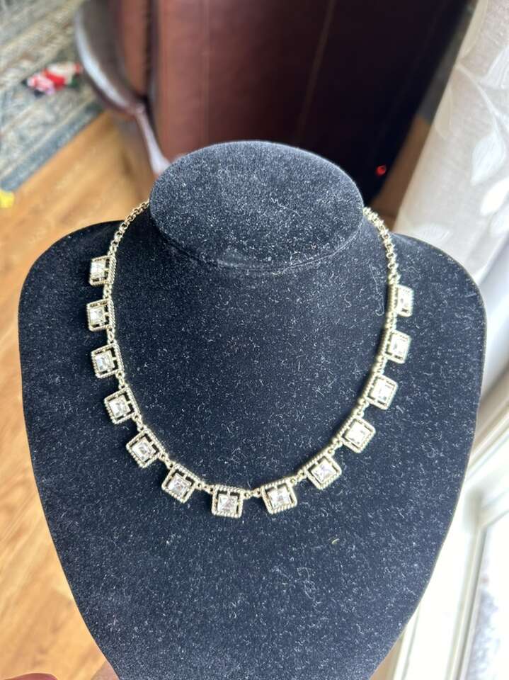 Monet 16-18” Rhinestone Necklace, Gold Tone