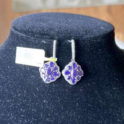 New Karis STS 925 Sterling Silver Amethyst Earring