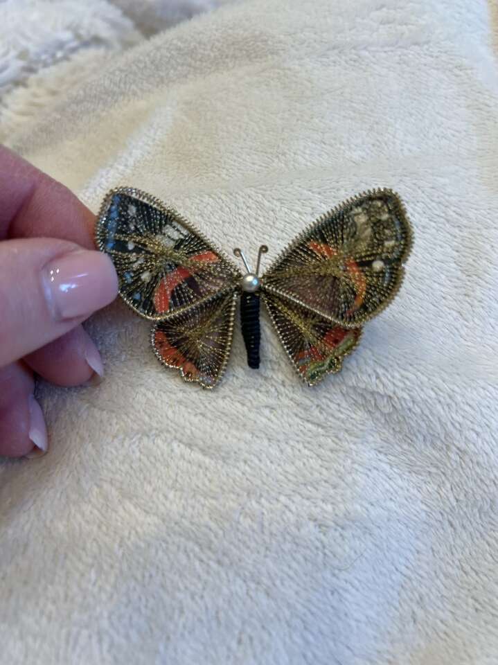 Vintage Butterfly Germany 1960s Gold Tone Thread