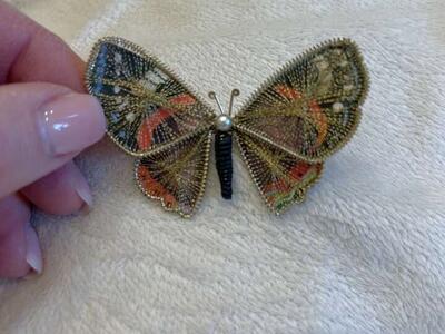 Vintage Butterfly Germany 1960s Gold Tone Thread