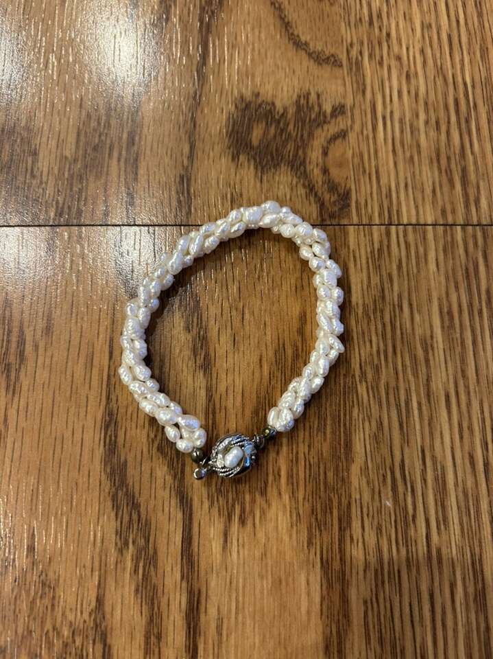 Three Strand Freshwater Pearl 7 Bracelet SS 925