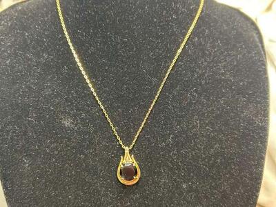 18kgf Brown Black stone Teardrop Pendant 16