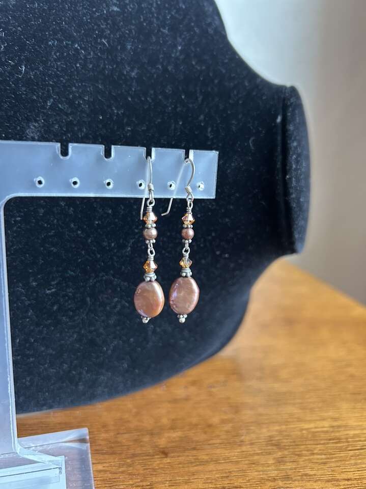 Sterling Silver Brown Freshwater Pearl Earrings